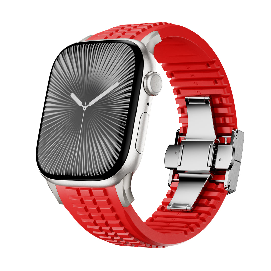 #Color_Red Band-Silver Buckle