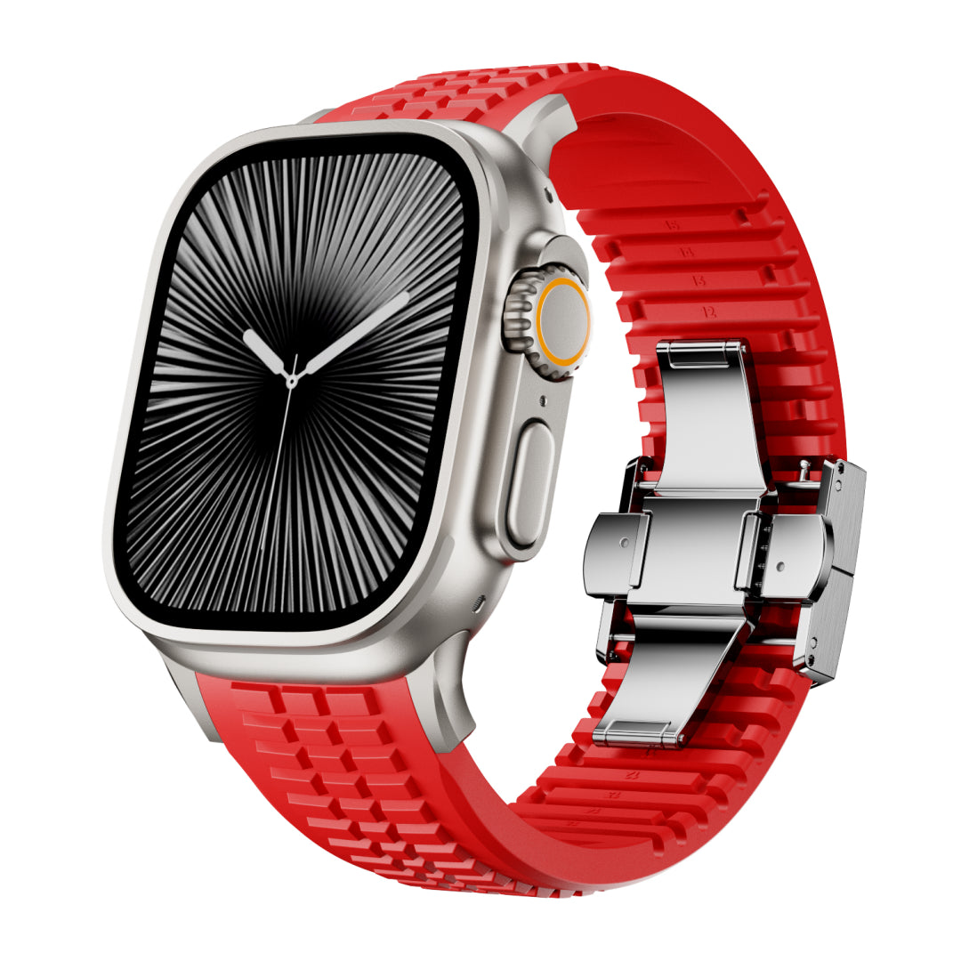 #Color_Red Band-Silver Buckle