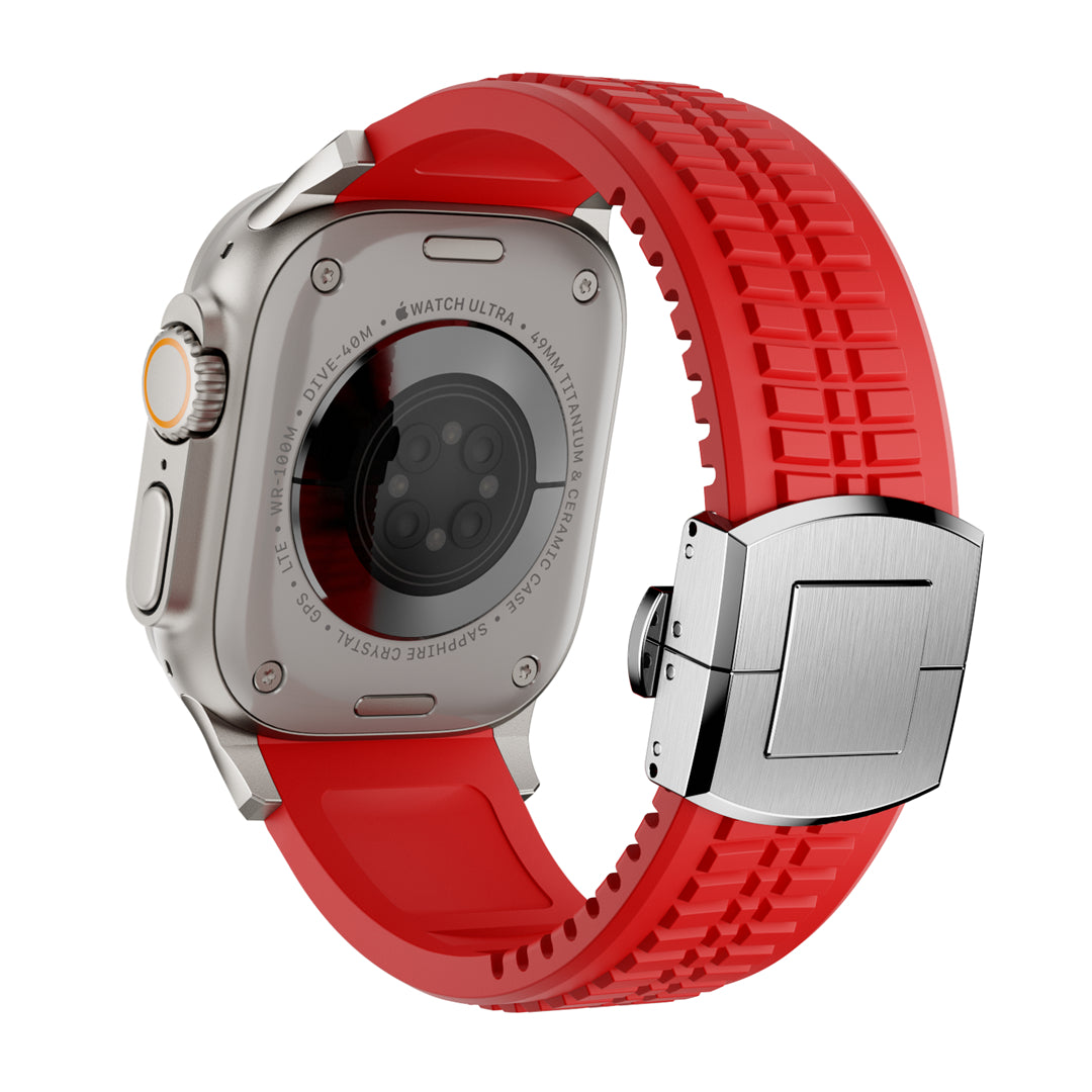 #Color_Red Band-Silver Buckle