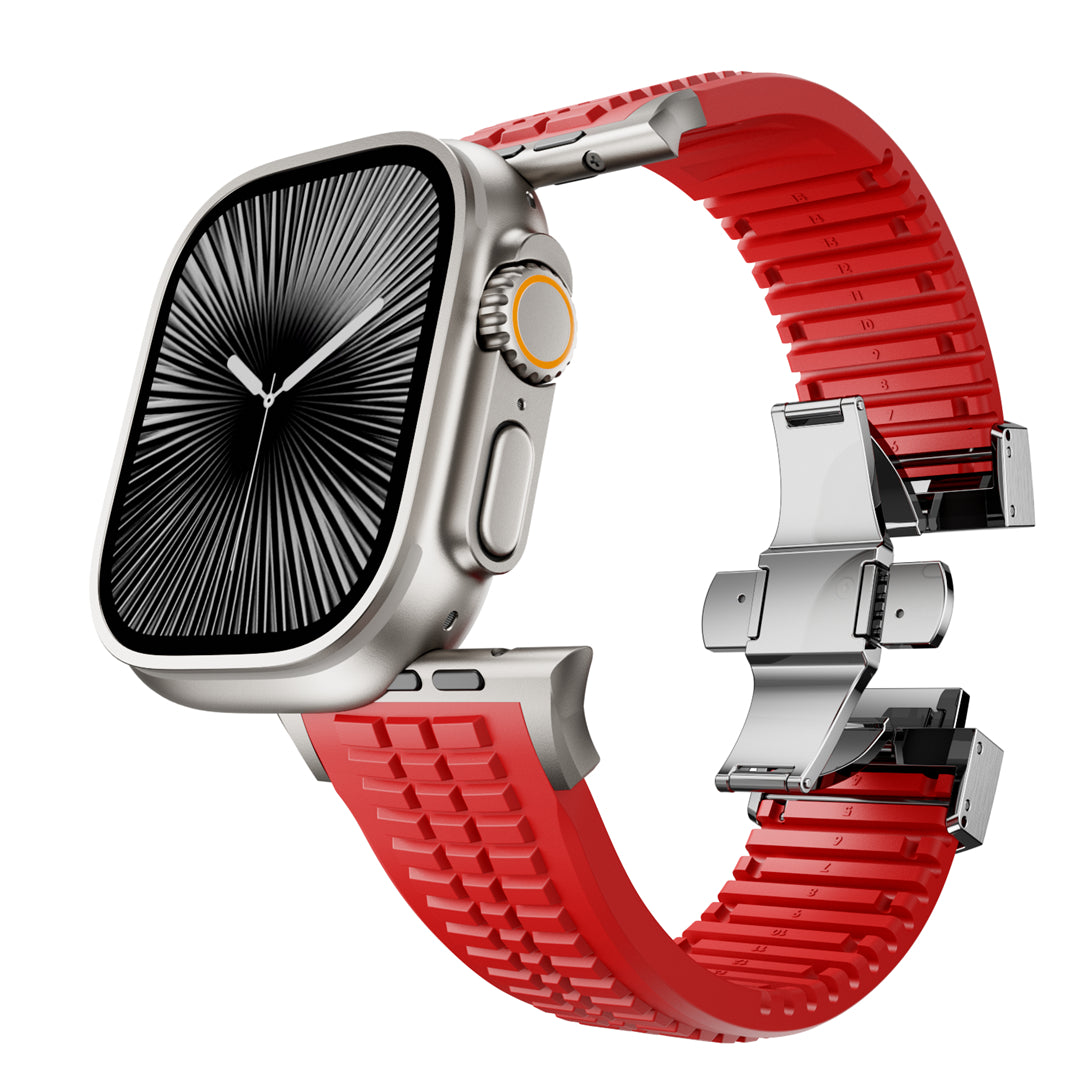 #Color_Red Band-Silver Buckle