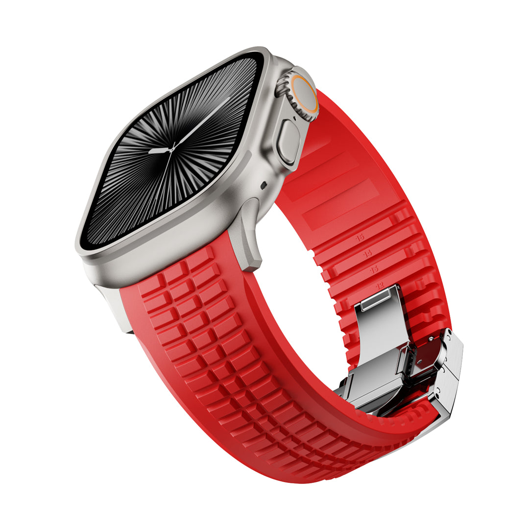 #Color_Red Band-Silver Buckle