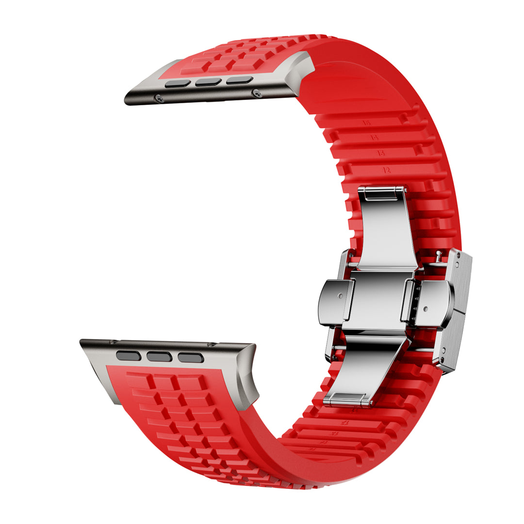 #Color_Red Band-Silver Buckle