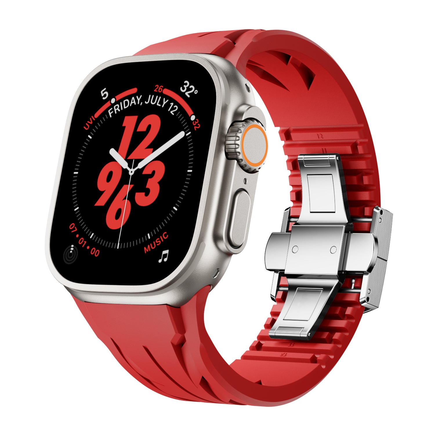 Luxury Butterfly Buckle FKM Rubber Band for Apple Watch