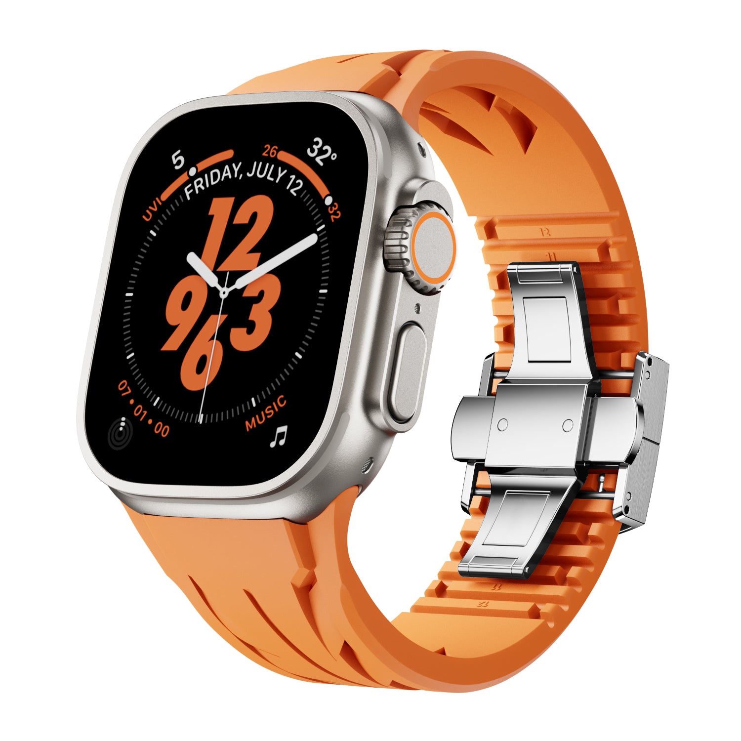 Luxury Butterfly Buckle FKM Rubber Band for Apple Watch