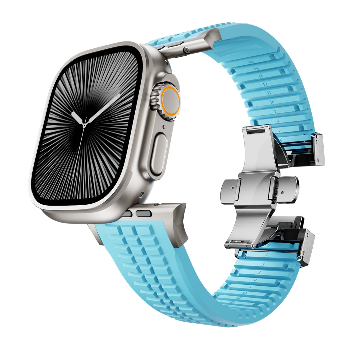 #Color_Glacier Blue Band-Silver Buckle