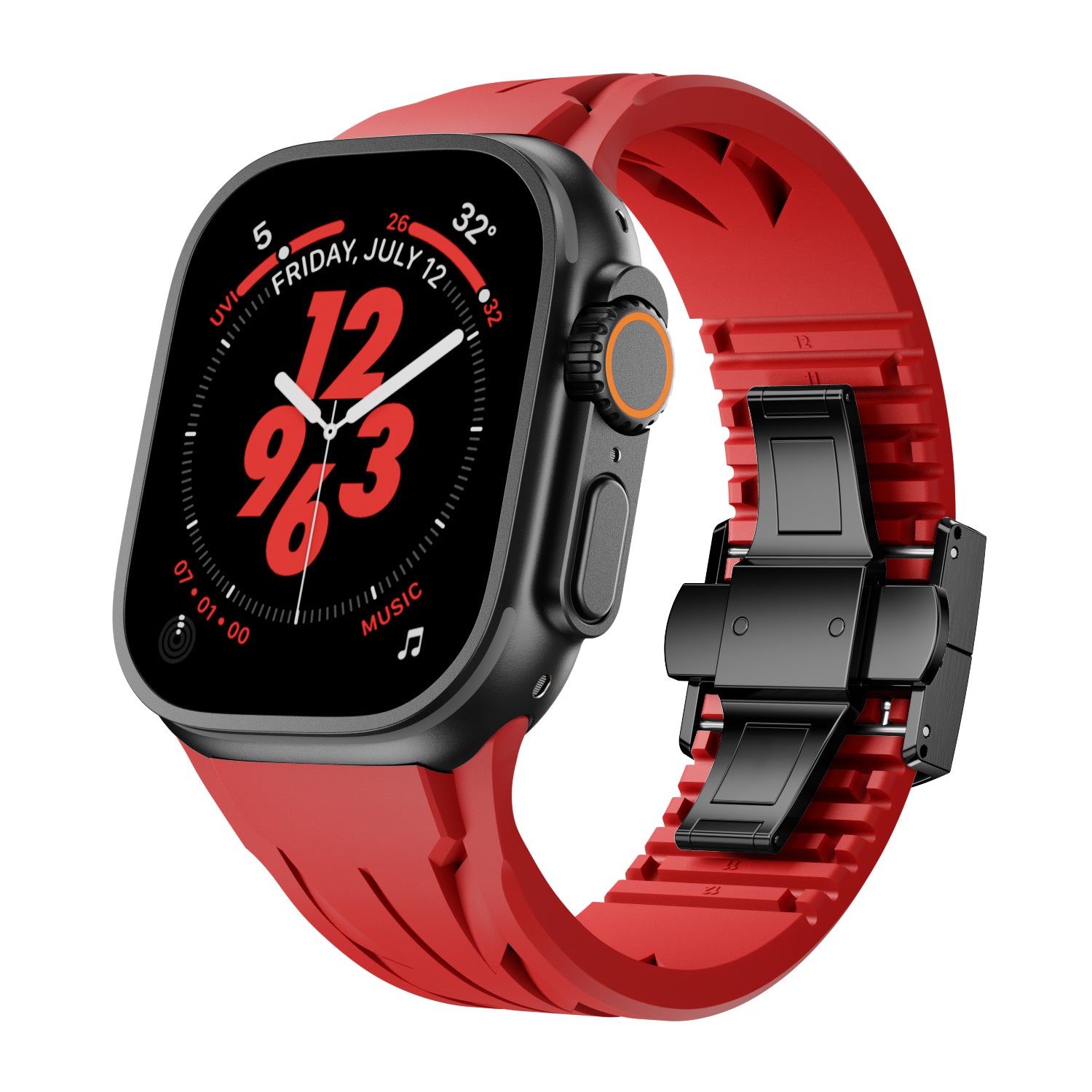 Luxury Butterfly Buckle FKM Rubber Band for Apple Watch