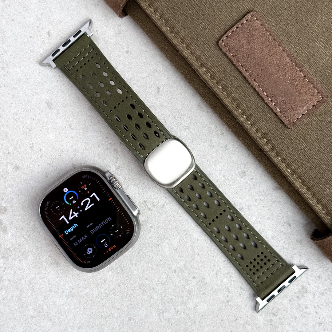 Leather Breathable Magnetic Band For Apple Watch