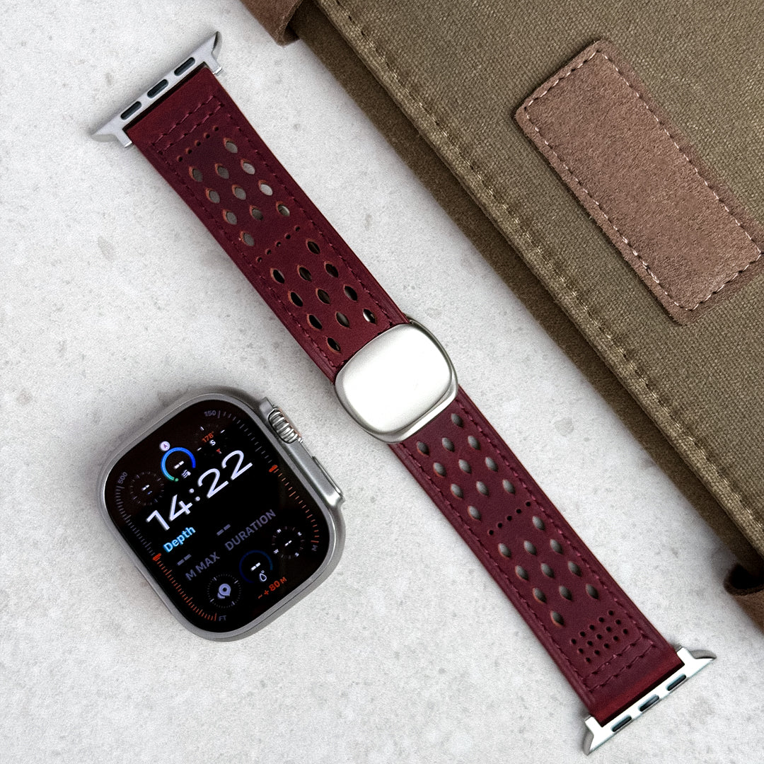 Leather Breathable Magnetic Band For Apple Watch