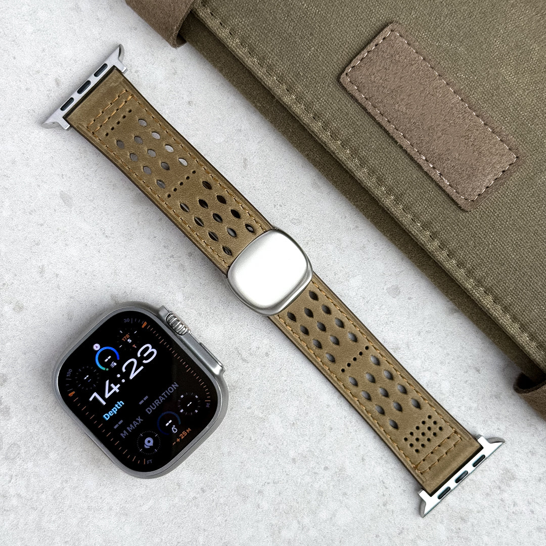 Leather Breathable Magnetic Band For Apple Watch