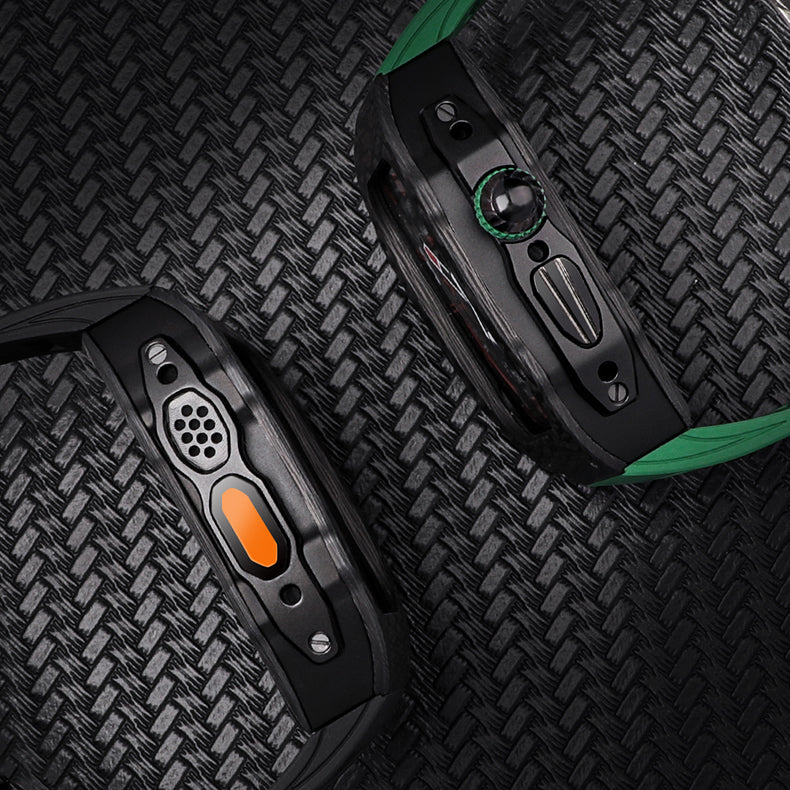 LUX8008 Fluororubber Band 316L Stainless Steel Carbon Fiber Case Retrofit Kit For Apple Watch