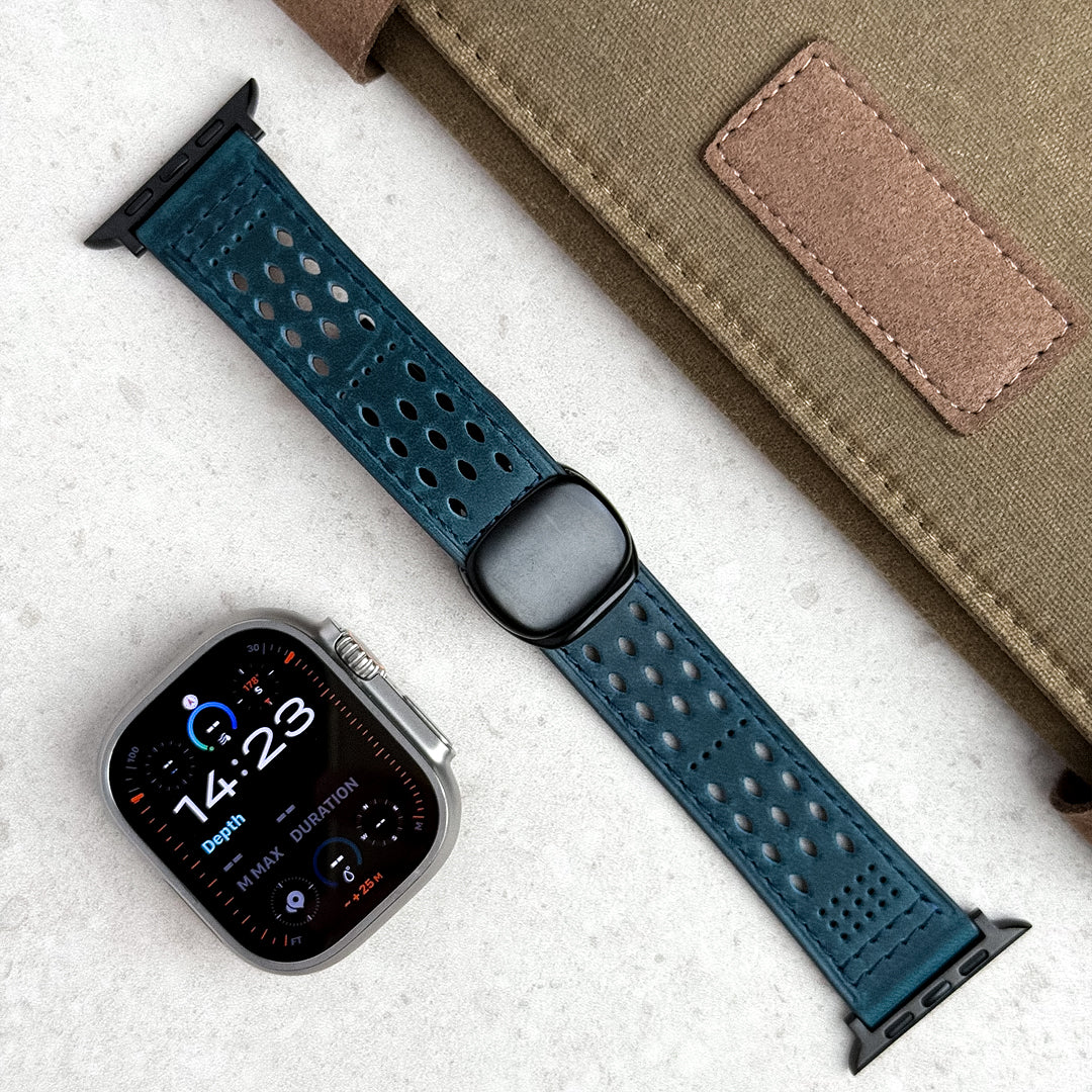Leather Breathable Magnetic Band For Apple Watch