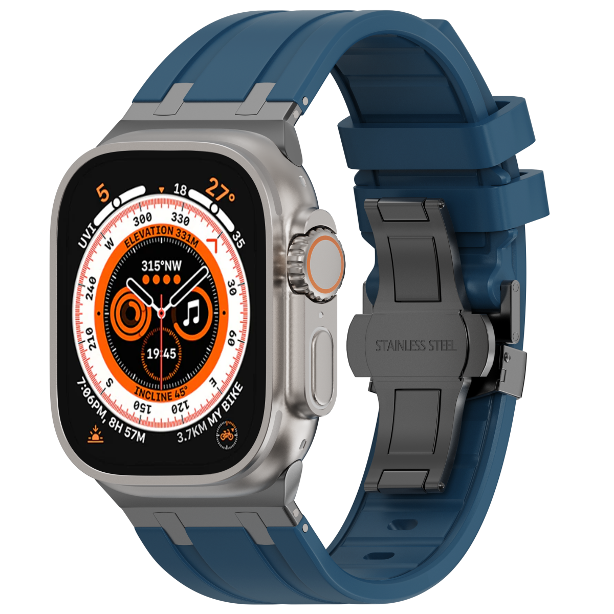 Luxuriöses AP-Silikonarmband mit Schmetterlingsschnalle für Apple Watch