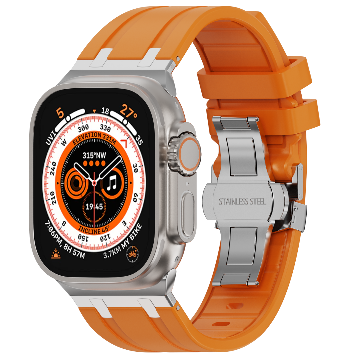 Luxuriöses AP-Silikonarmband mit Schmetterlingsschnalle für Apple Watch