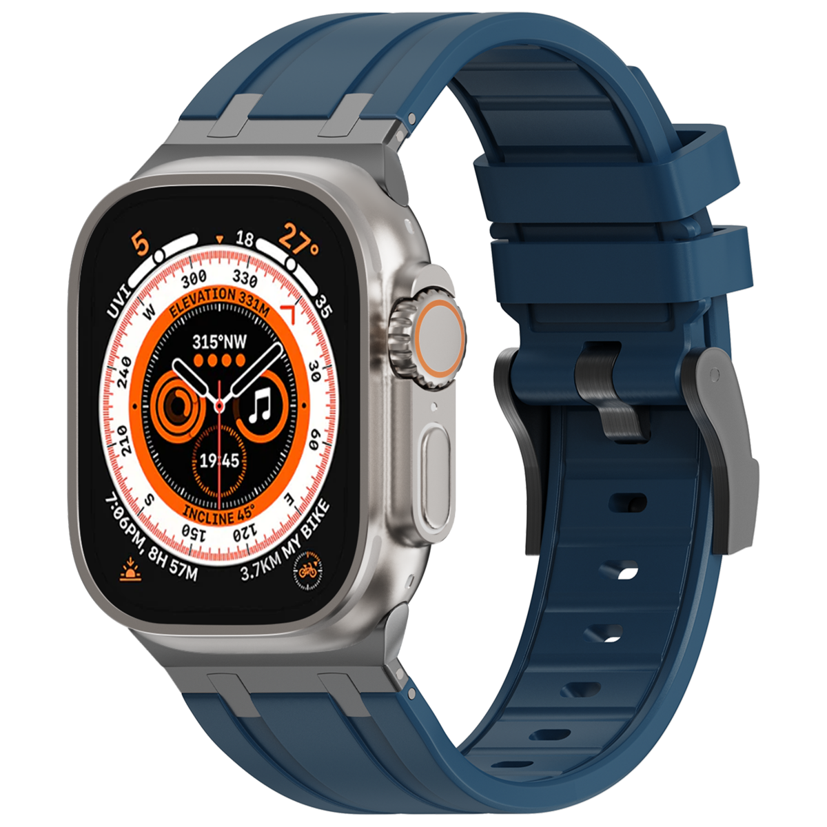 Correa de silicona con cabeza de metal AP de lujo para Apple Watch