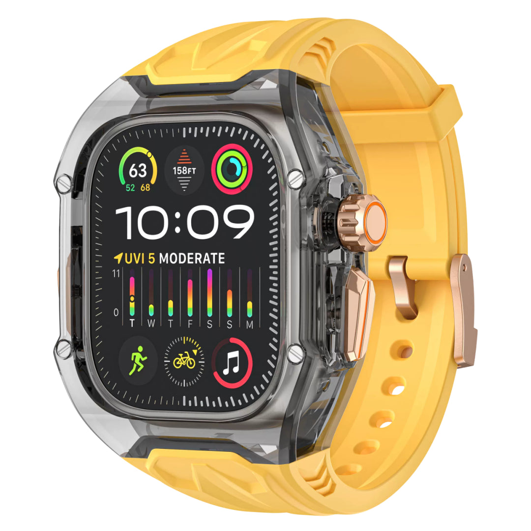 #Color_Transparent Black Case+Yellow Band