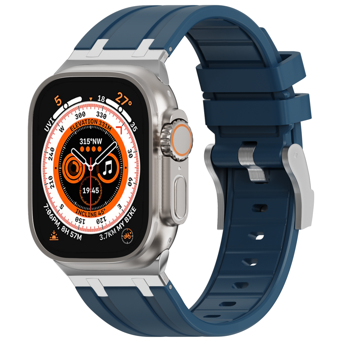 Correa de silicona con cabeza de metal AP de lujo para Apple Watch