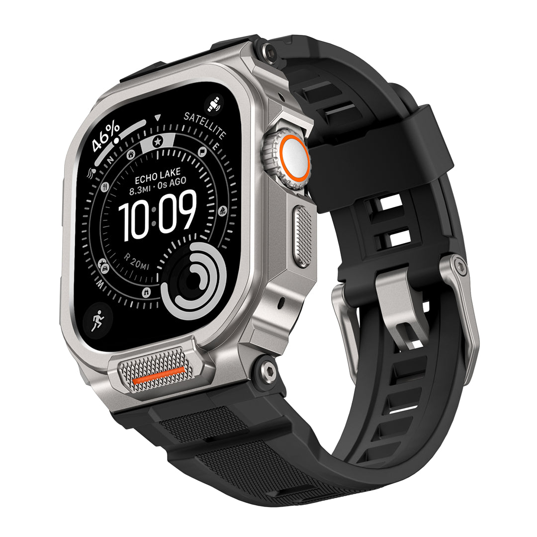 #Color_Titanium Case+Black Band