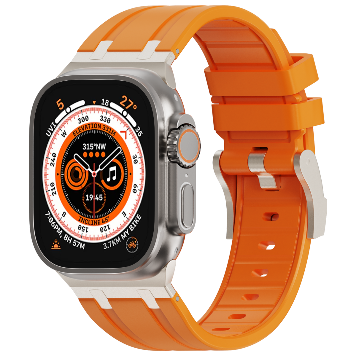 Correa de silicona con cabeza de metal AP de lujo para Apple Watch