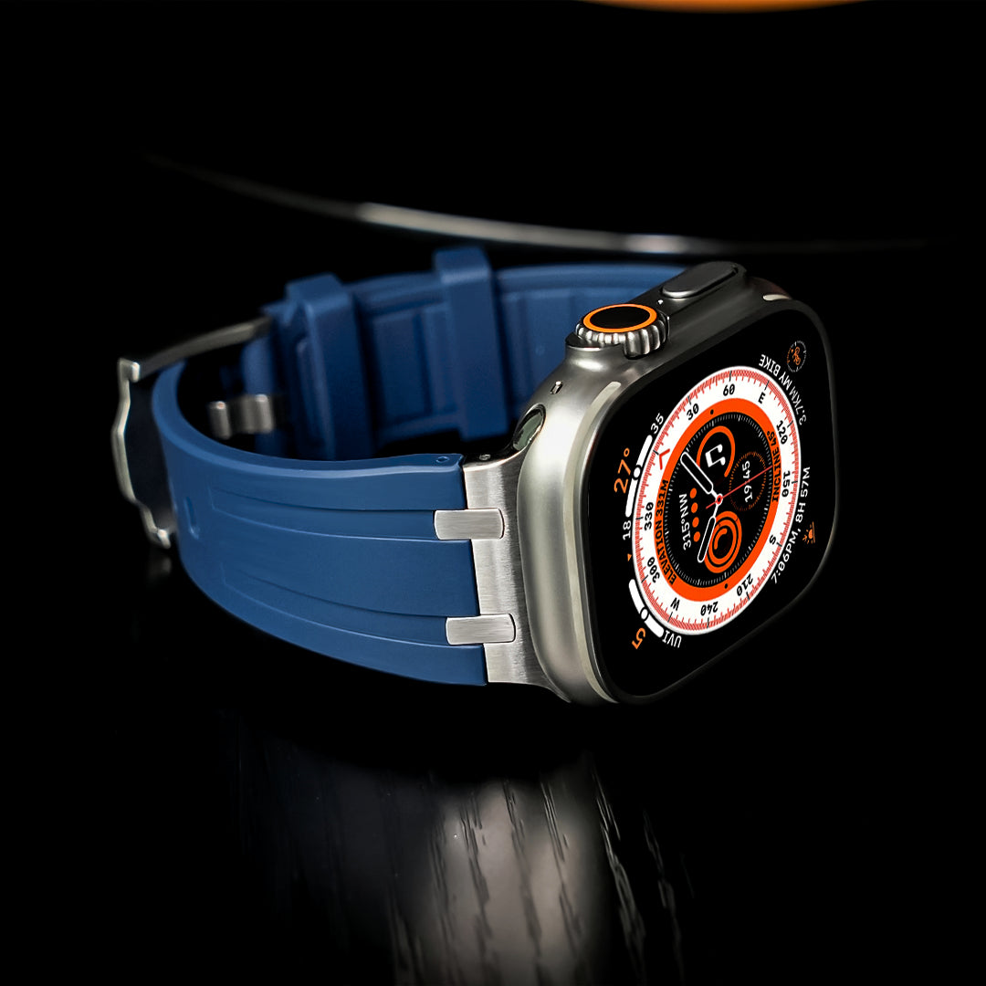Correa de silicona con cabeza de metal AP de lujo para Apple Watch