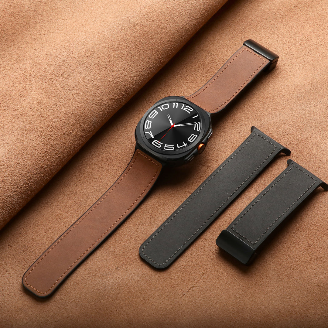 Magnetisches Leder- und Silikonarmband für Samsung Galaxy Watch Ultra