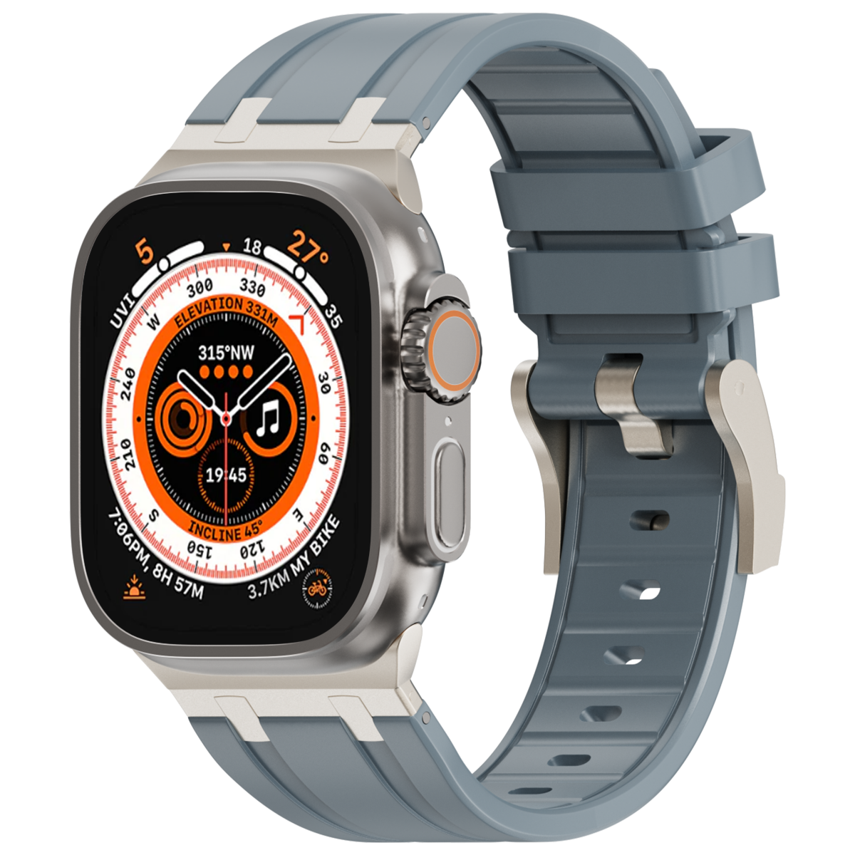 Correa de silicona con cabeza de metal AP de lujo para Apple Watch