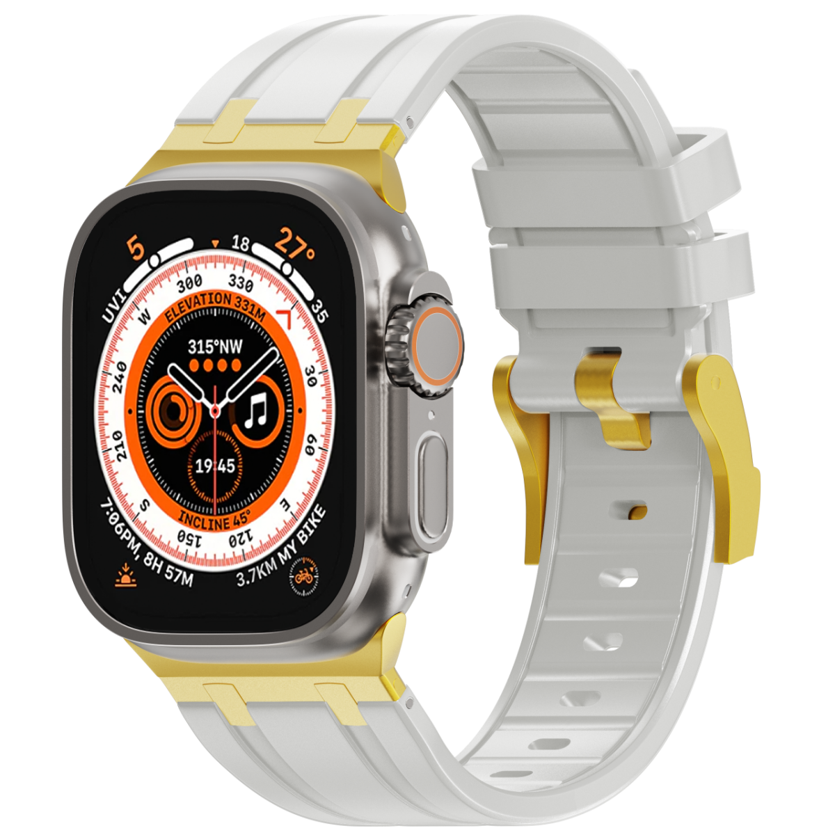 Correa de silicona con cabeza de metal AP de lujo para Apple Watch