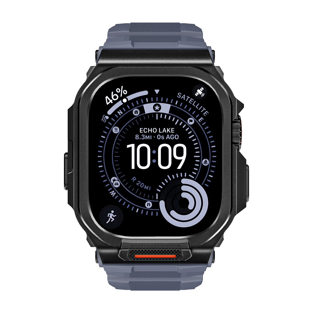 #Color_Black Case+Blue Gray Band