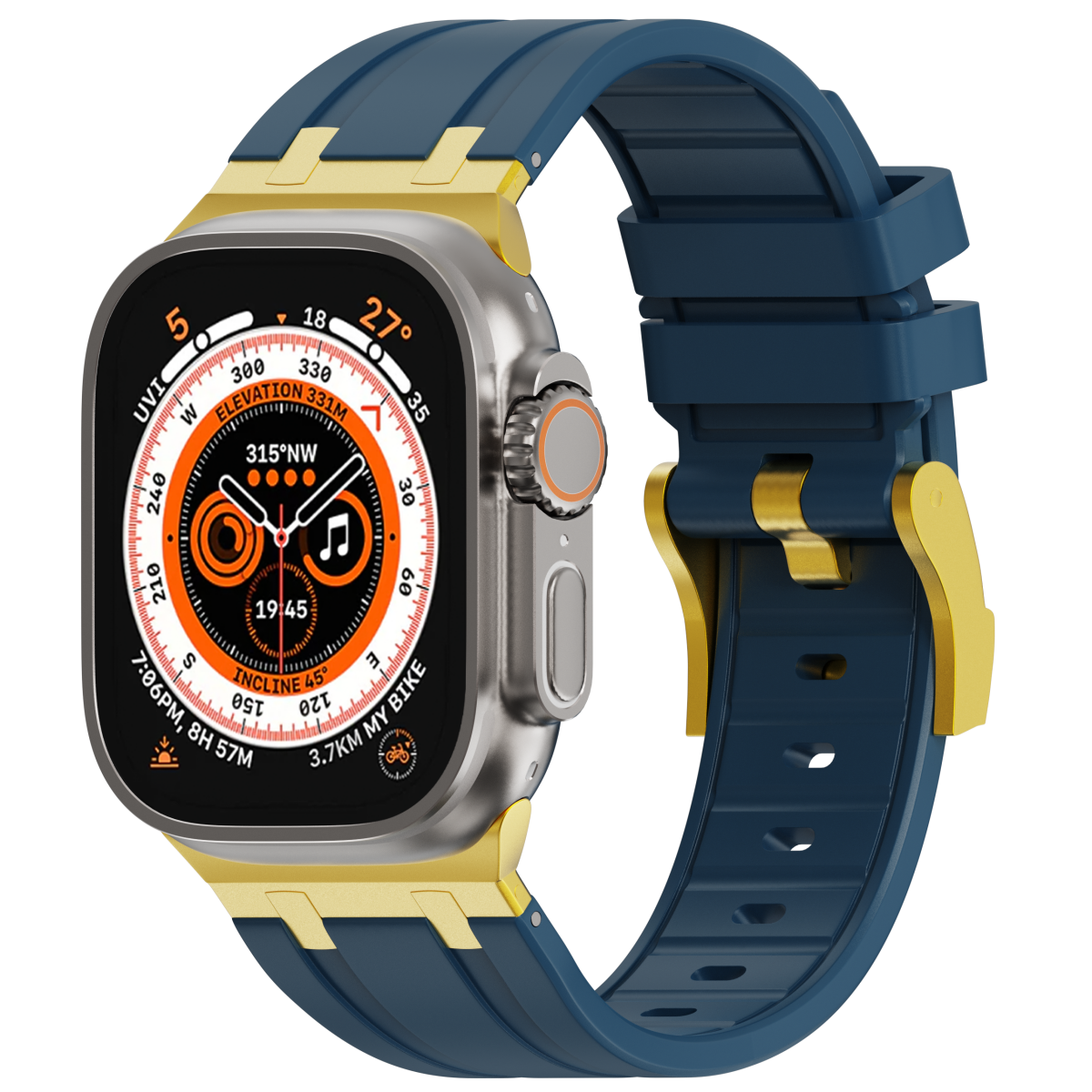 Correa de silicona con cabeza de metal AP de lujo para Apple Watch