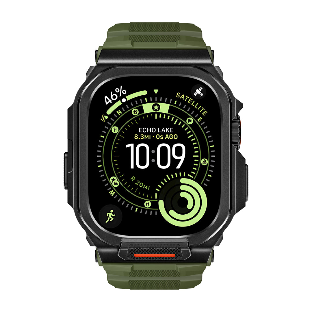 #Color_Black Case+Green Band