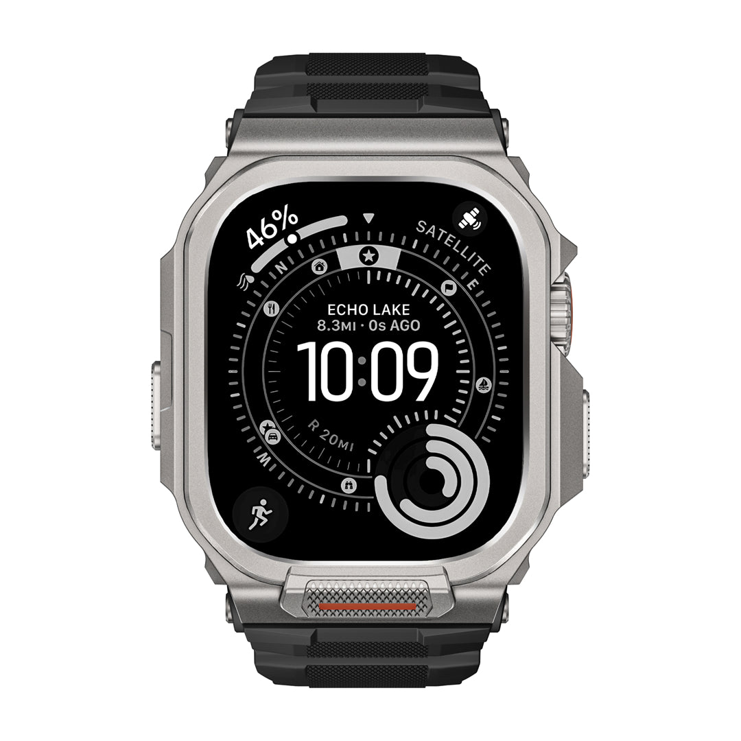 #Color_Titanium Case+Black Band