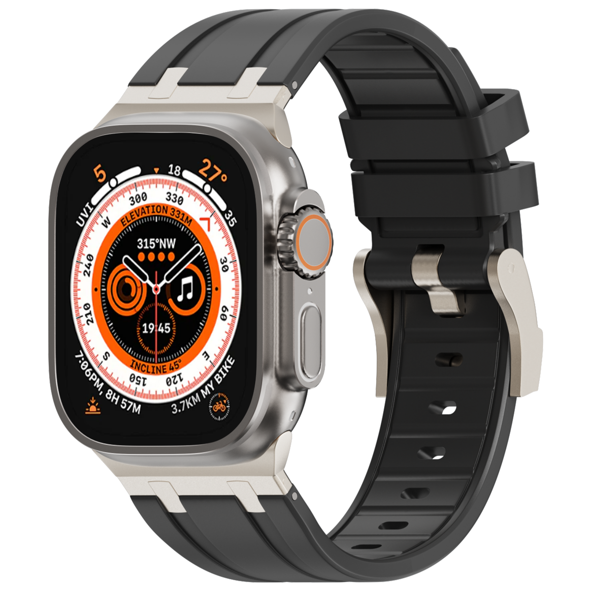 Correa de silicona con cabeza de metal AP de lujo para Apple Watch