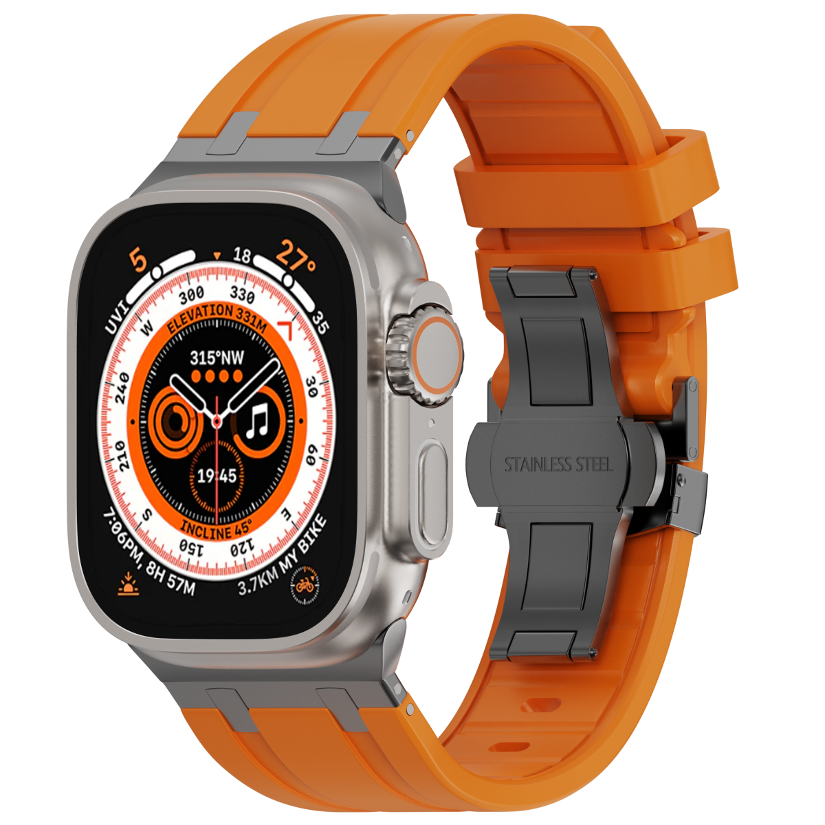 Luxuriöses AP-Silikonarmband mit Schmetterlingsschnalle für Apple Watch