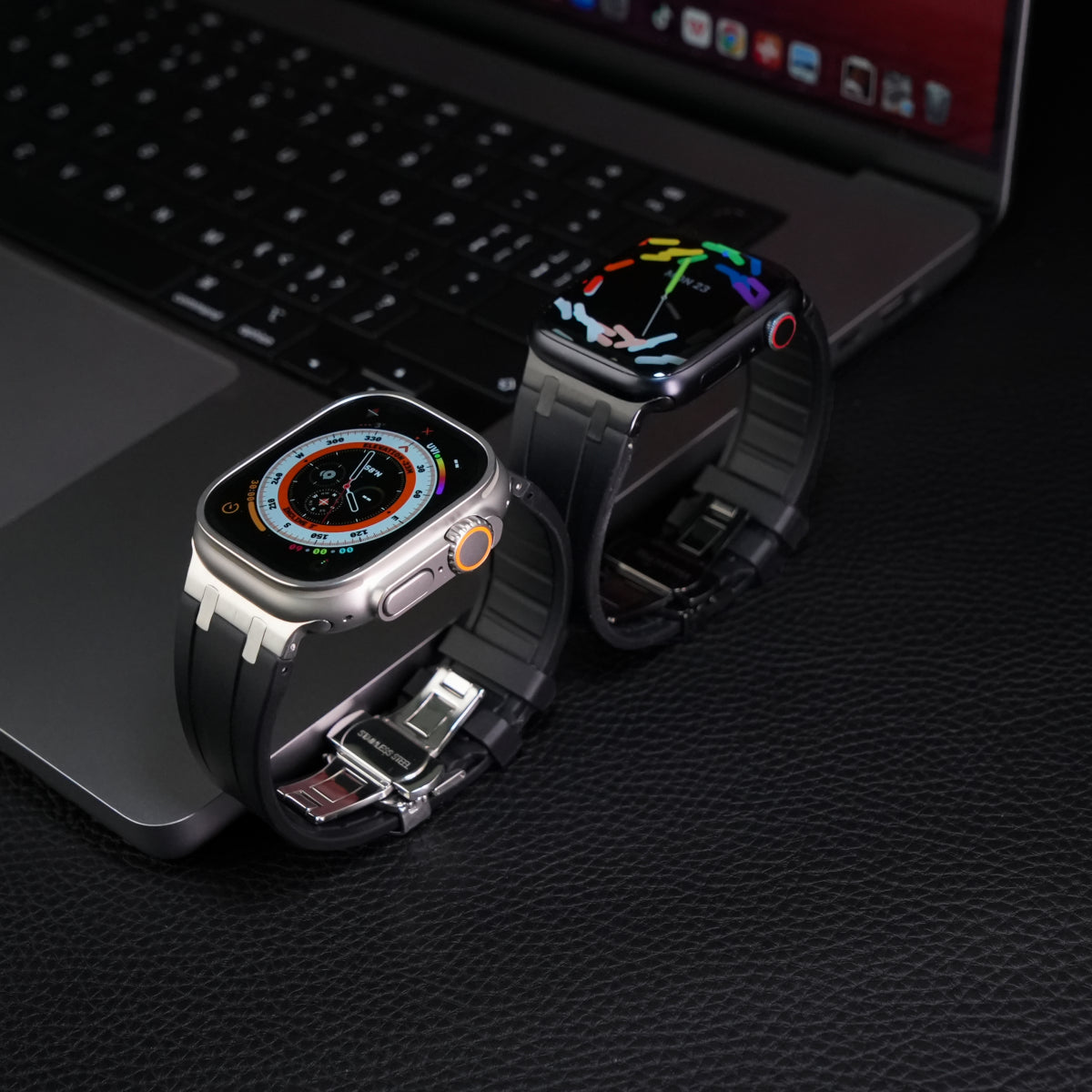 Luxuriöses AP-Silikonarmband mit Schmetterlingsschnalle für Apple Watch