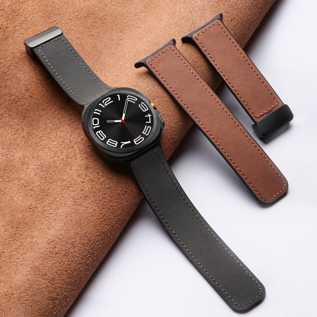 Magnetisches Leder- und Silikonarmband für Samsung Galaxy Watch Ultra
