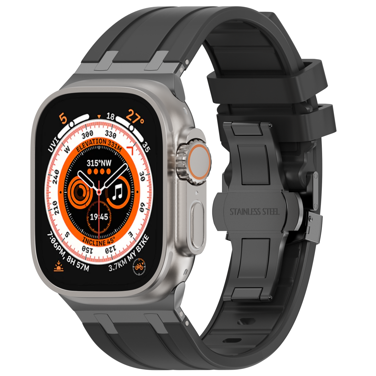 Luxuriöses AP-Silikonarmband mit Schmetterlingsschnalle für Apple Watch