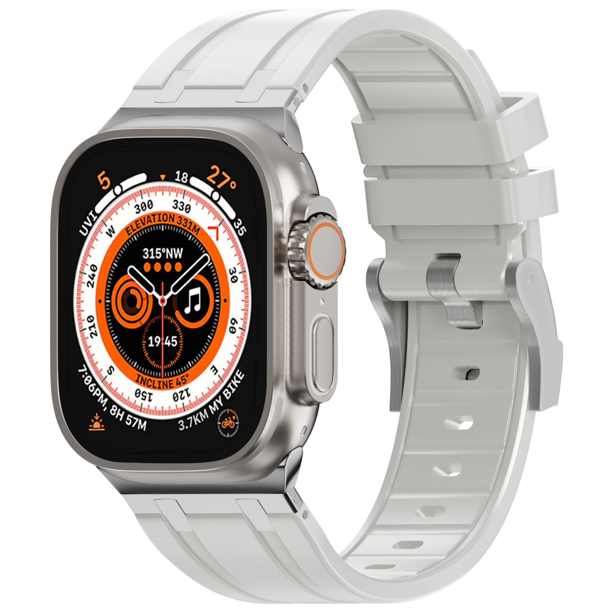Correa de silicona con cabeza de metal AP de lujo para Apple Watch