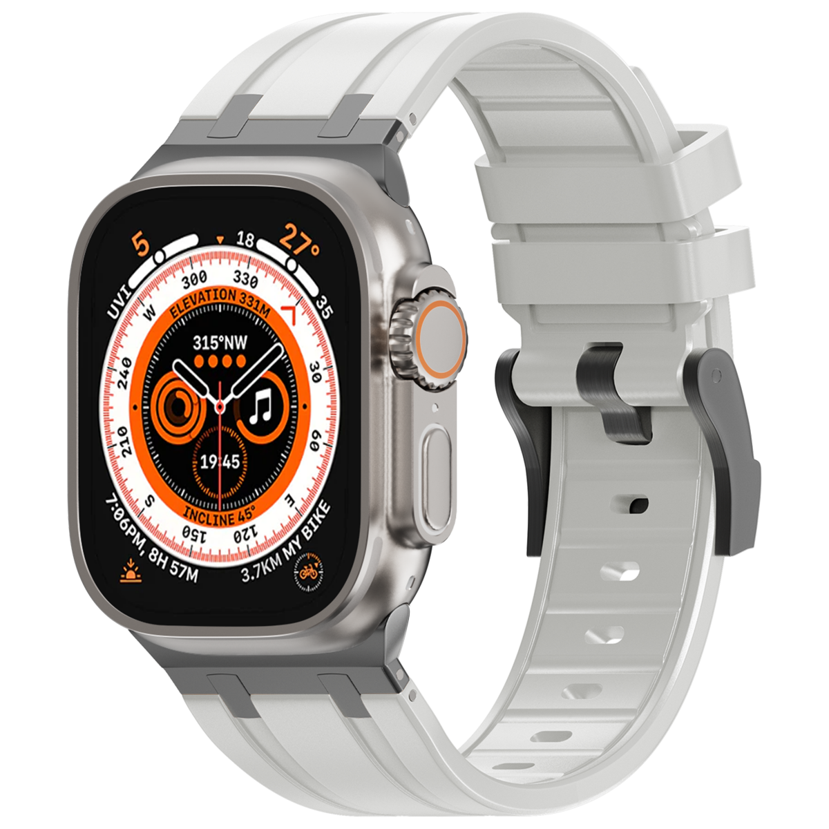 Correa de silicona con cabeza de metal AP de lujo para Apple Watch