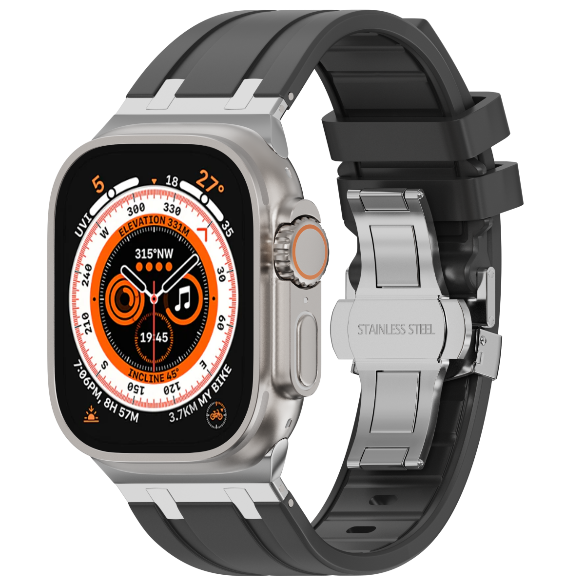 Luxuriöses AP-Silikonarmband mit Schmetterlingsschnalle für Apple Watch