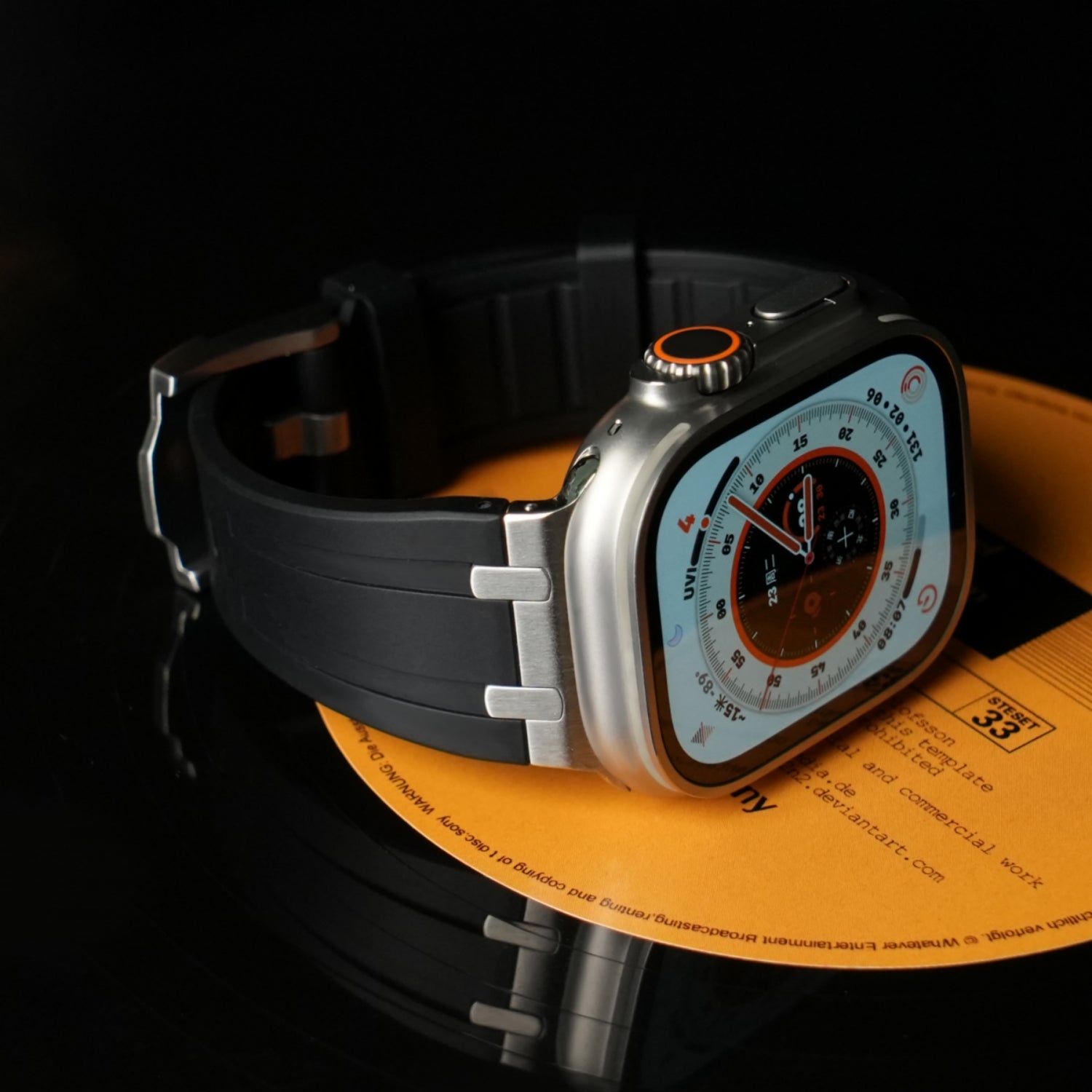 Correa de silicona con cabeza de metal AP de lujo para Apple Watch