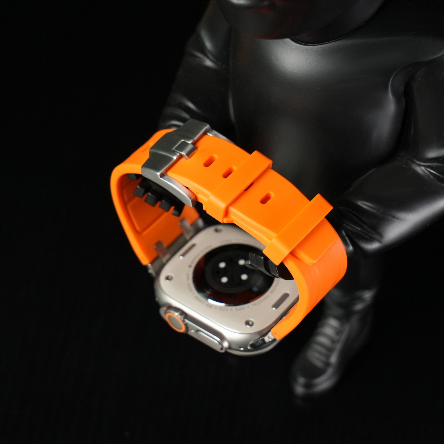 Correa de silicona con cabeza de metal AP de lujo para Apple Watch