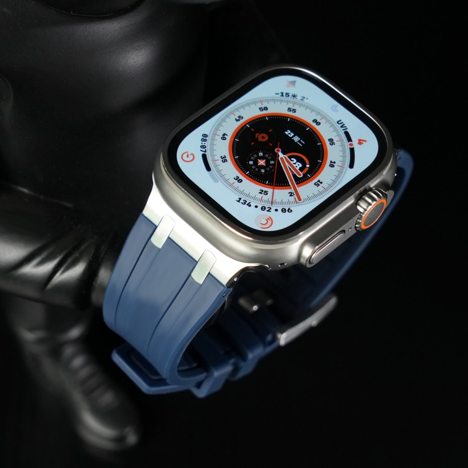 Correa de silicona con cabeza de metal AP de lujo para Apple Watch