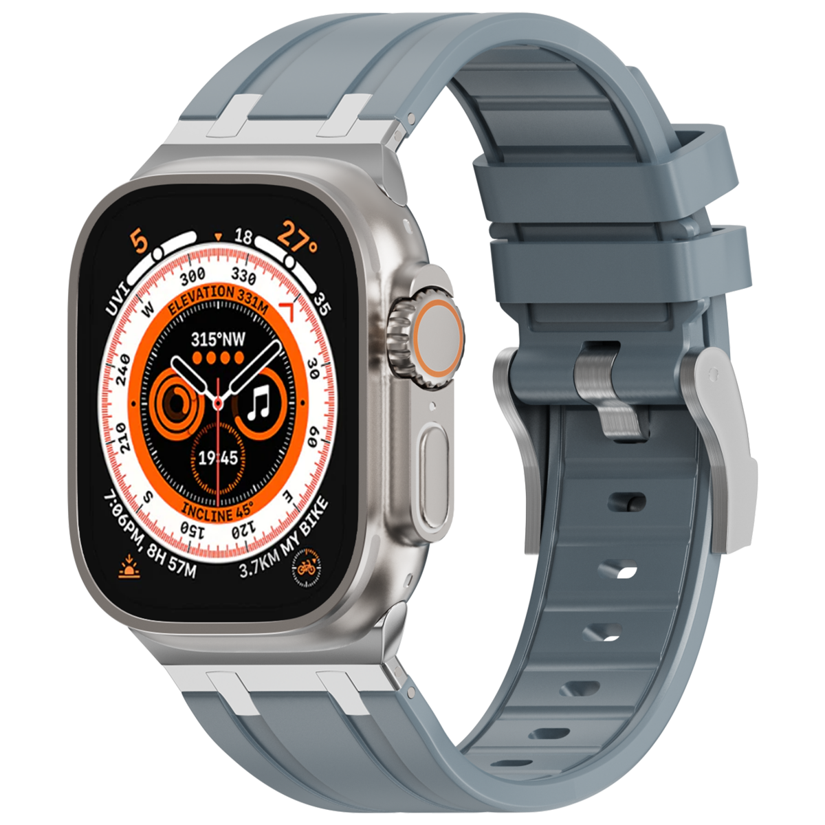 Correa de silicona con cabeza de metal AP de lujo para Apple Watch