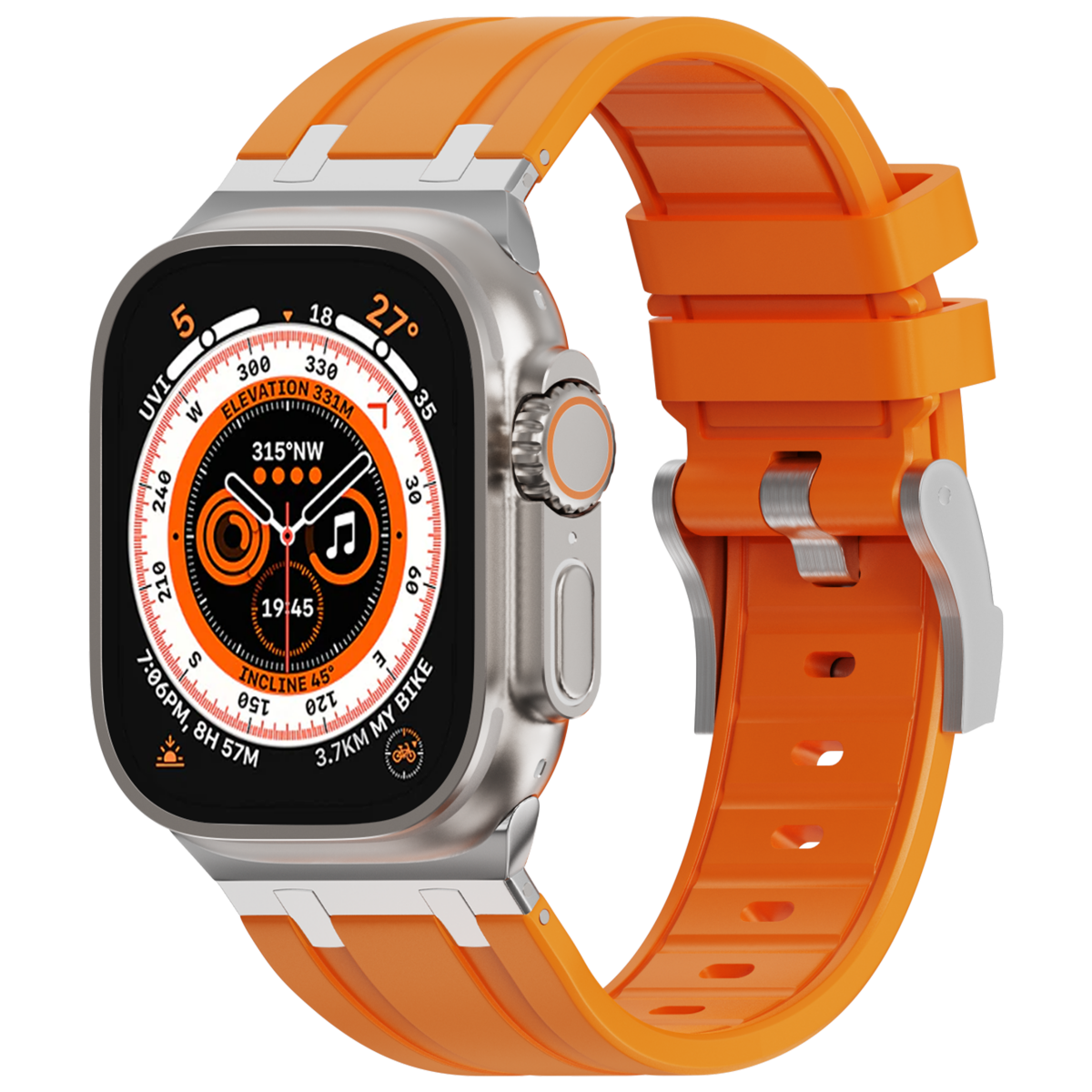 Correa de silicona con cabeza de metal AP de lujo para Apple Watch