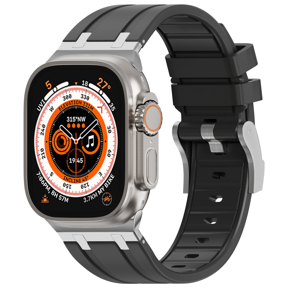 Correa de silicona con cabeza de metal AP de lujo para Apple Watch