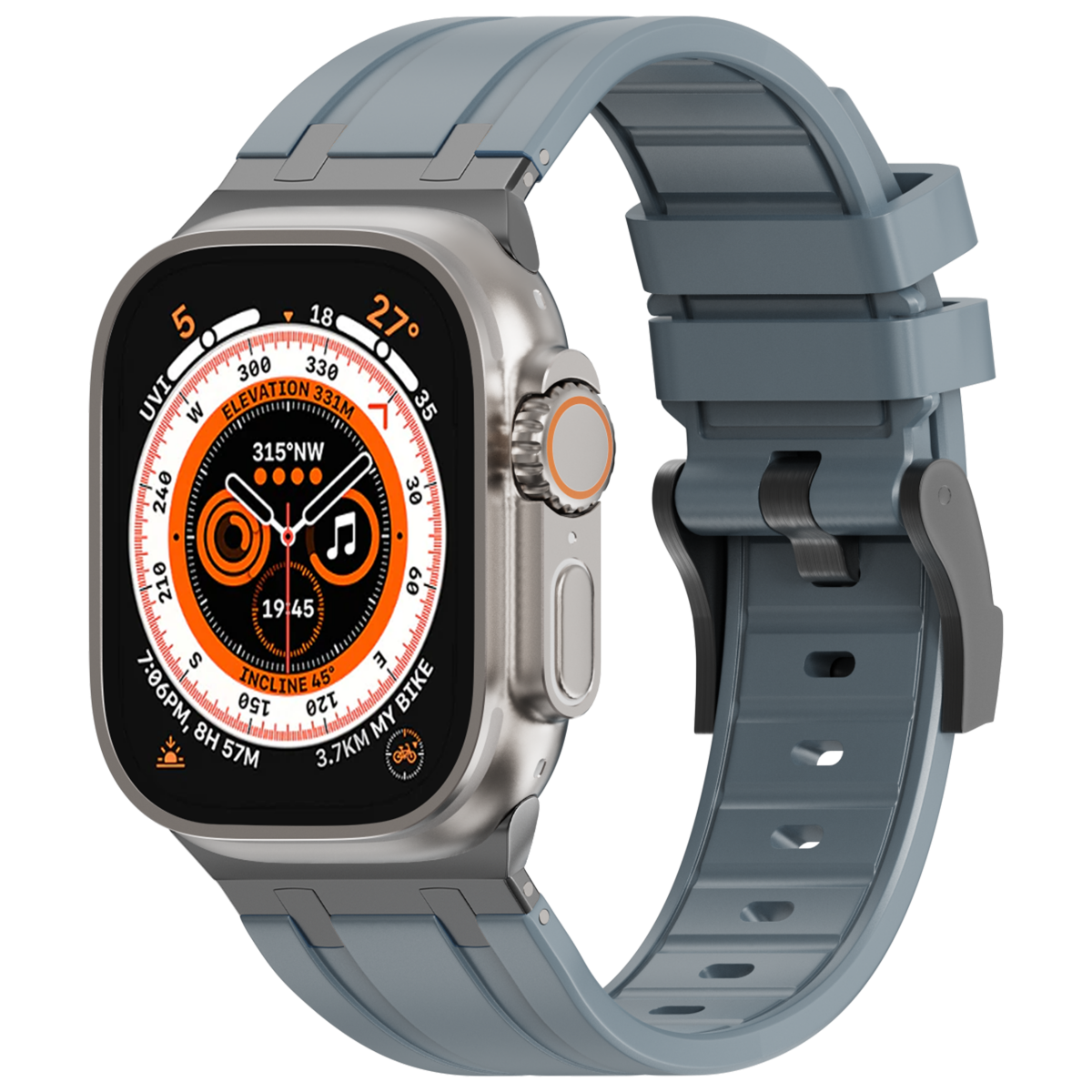 Correa de silicona con cabeza de metal AP de lujo para Apple Watch