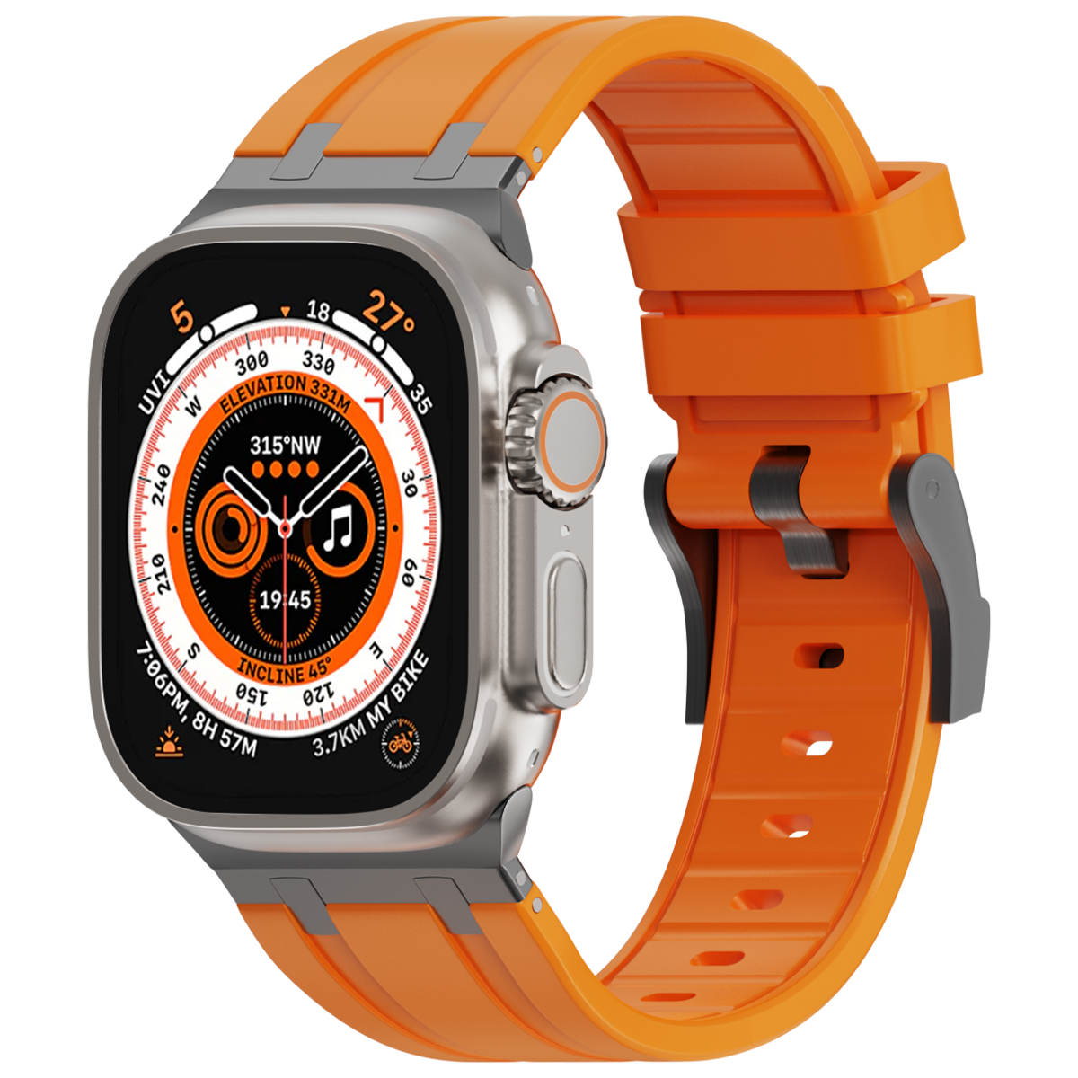 Correa de silicona con cabeza de metal AP de lujo para Apple Watch