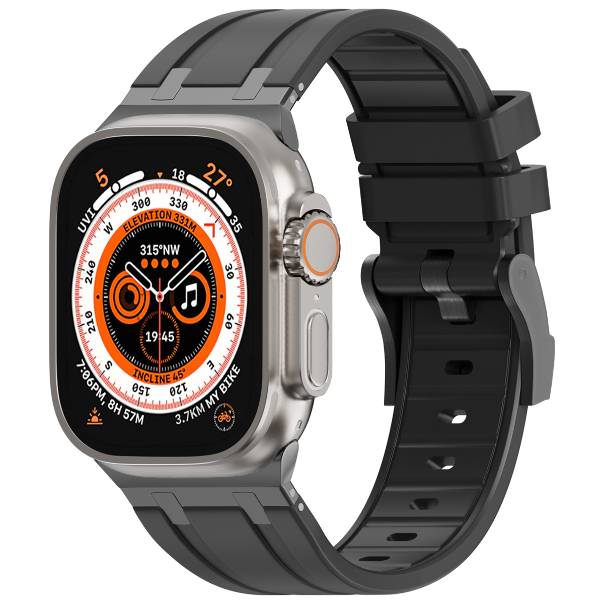 Correa de silicona con cabeza de metal AP de lujo para Apple Watch