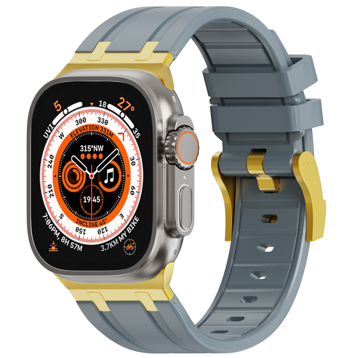 Correa de silicona con cabeza de metal AP de lujo para Apple Watch