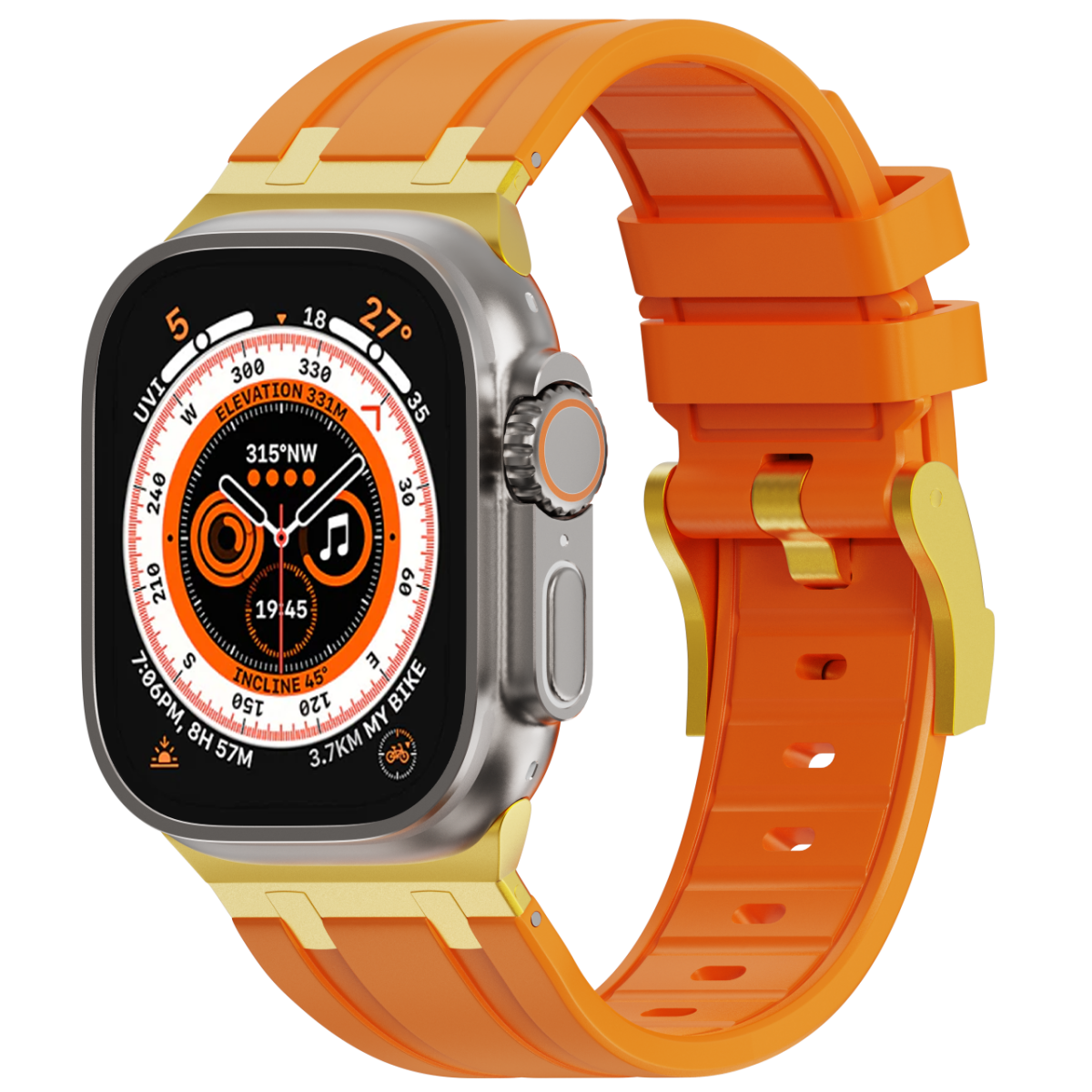 Correa de silicona con cabeza de metal AP de lujo para Apple Watch
