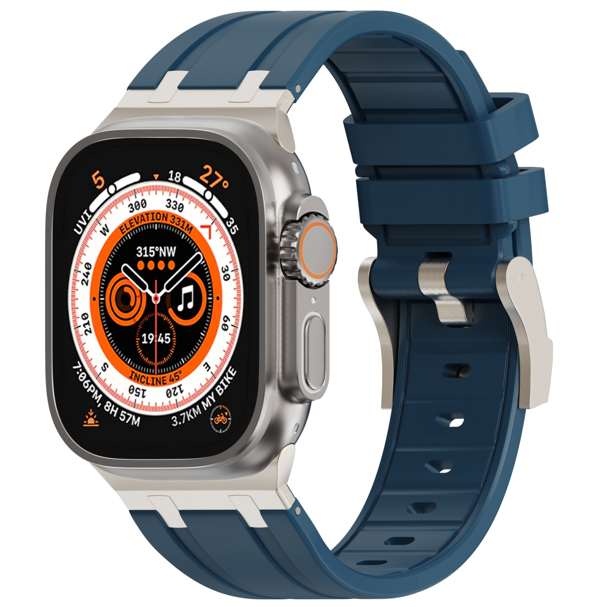 Correa de silicona con cabeza de metal AP de lujo para Apple Watch